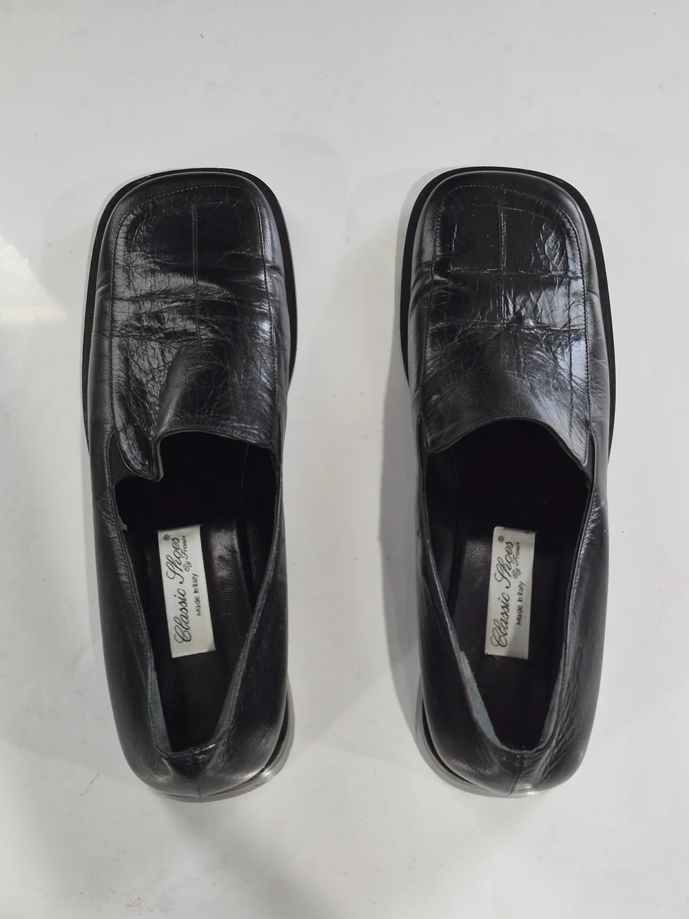 Classic Men's Black Leather Slip-On Loafers Size  10.5-11